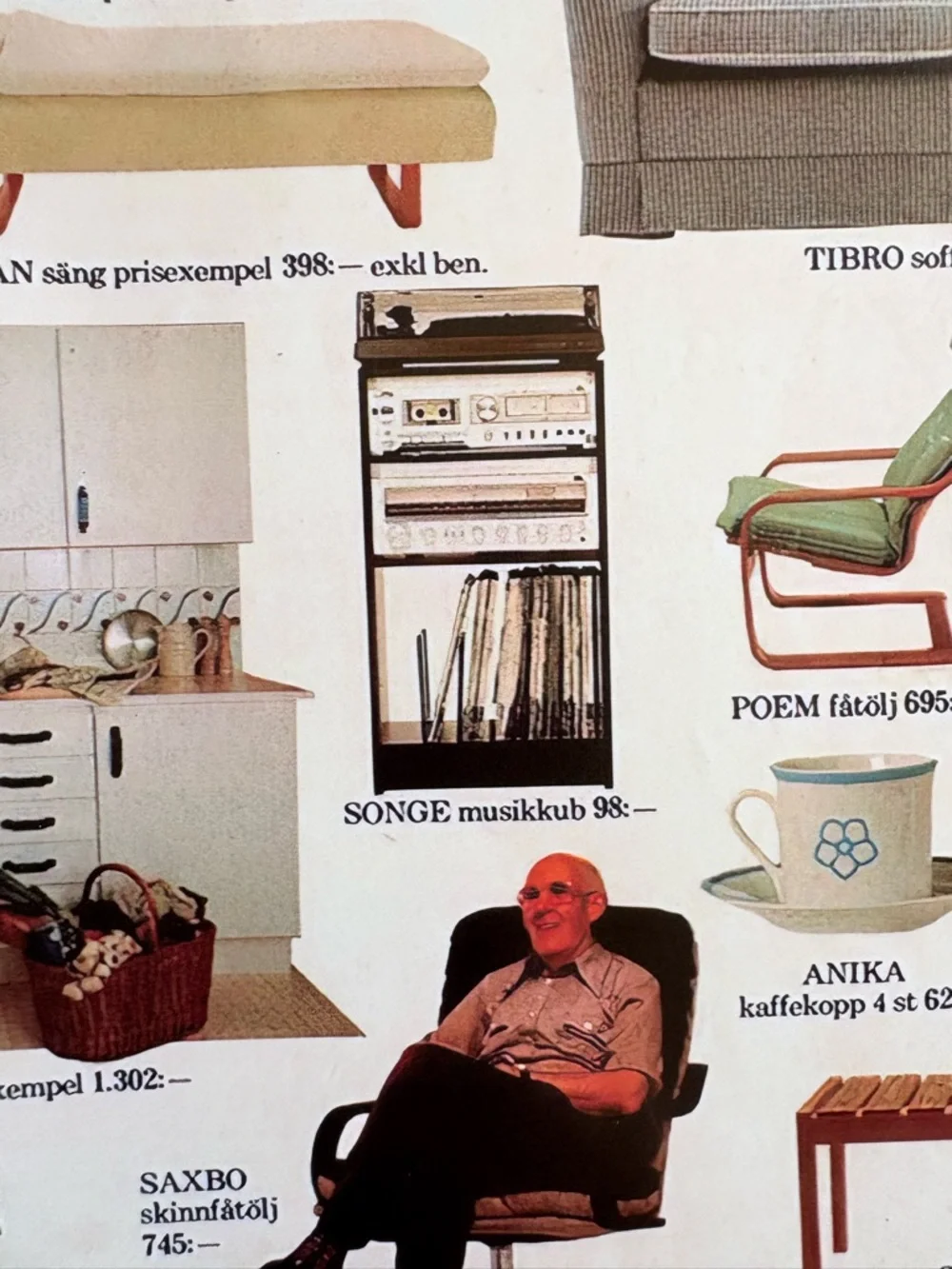 1983 Vintage IKEA Poster - Red with Multicolor Product Illustrations